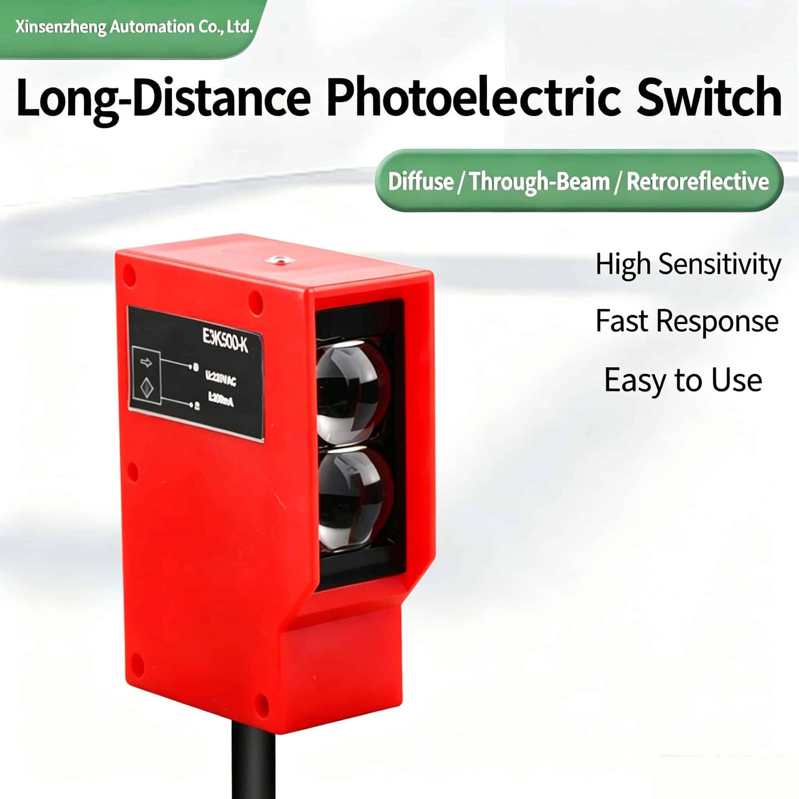E3K100-2M 2 m Long-range Photoelectric Sensor, Relay Output, 24 VDC - 图片 2