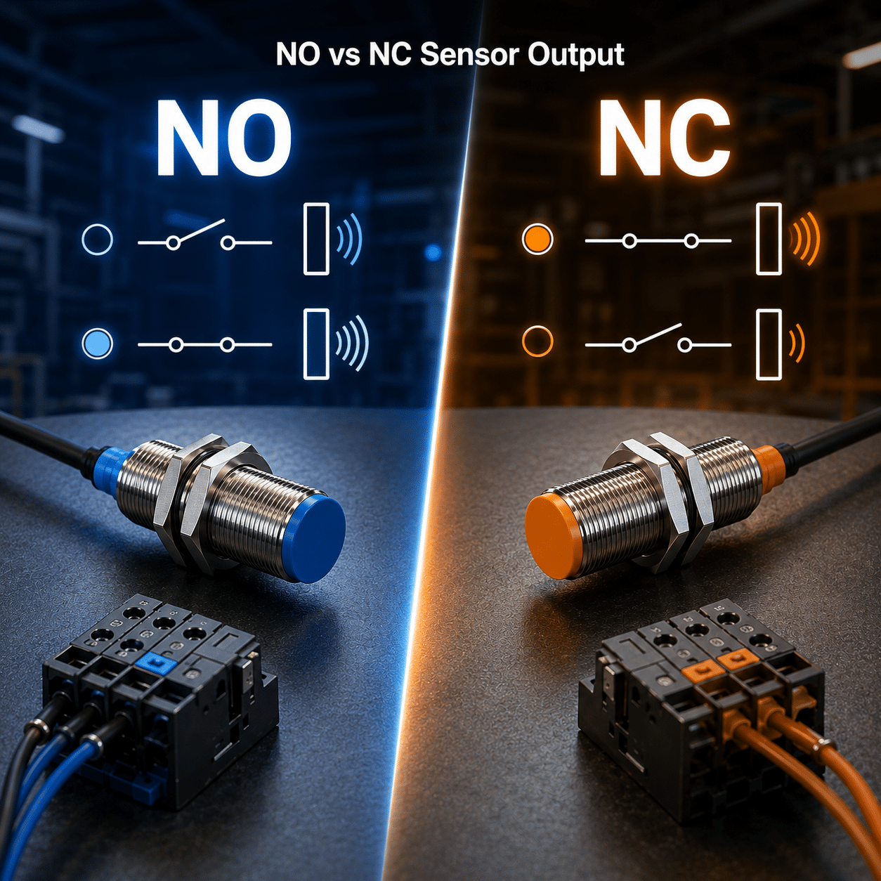 NO vs NC sensor output selection for industrial automation