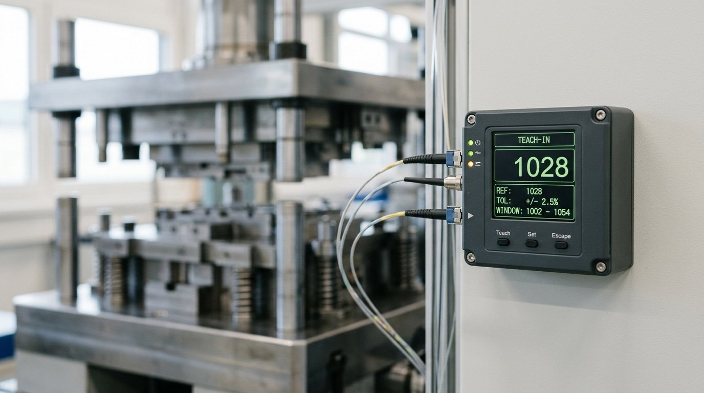 fiber optic blanking sensor teach-in windowing threshold setup