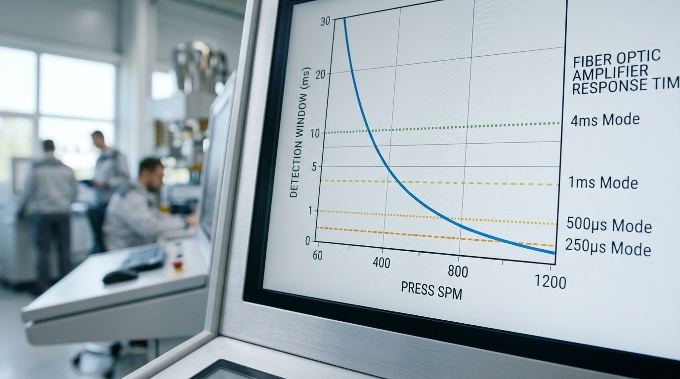 fiber optic blanking sensor response time versus press strokes per minute chart