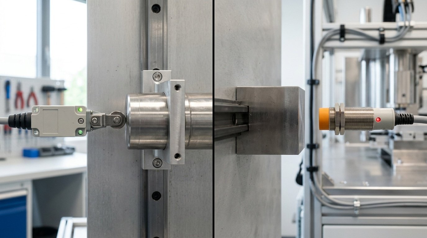 contact sensor vs non-contact sensor mechanism comparison diagram
