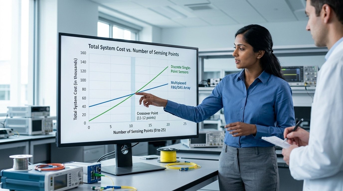 matrix fiber optic sensor cost crossover chart versus single point sensors