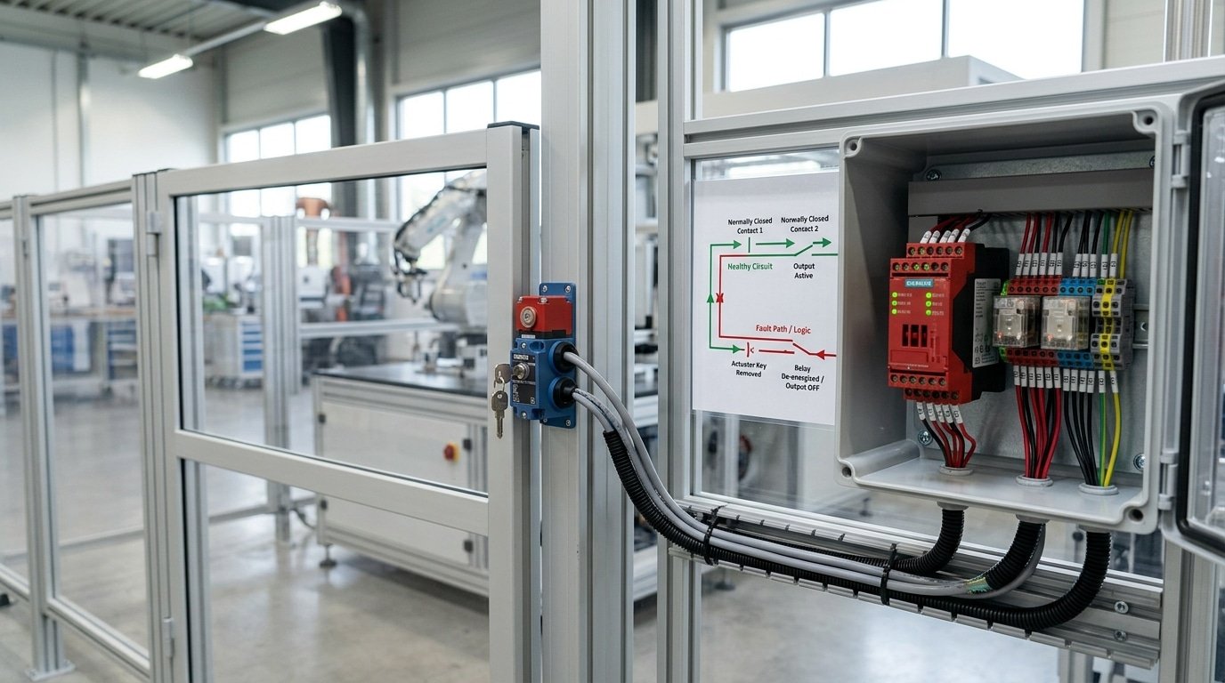normally closed dual-channel safety interlock for machine guarding