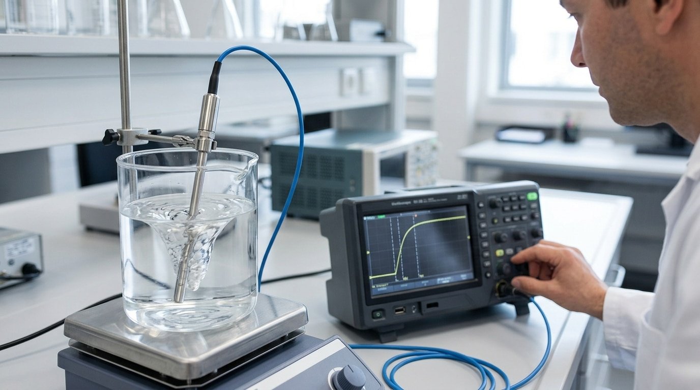 sensor response time step-input test bench setup with t63 and t90 curve