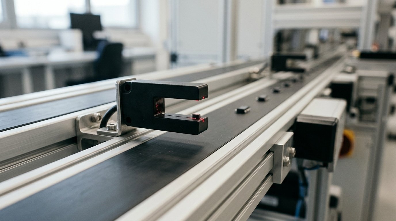 slot sensor small part detection in fixed gap with fork geometry