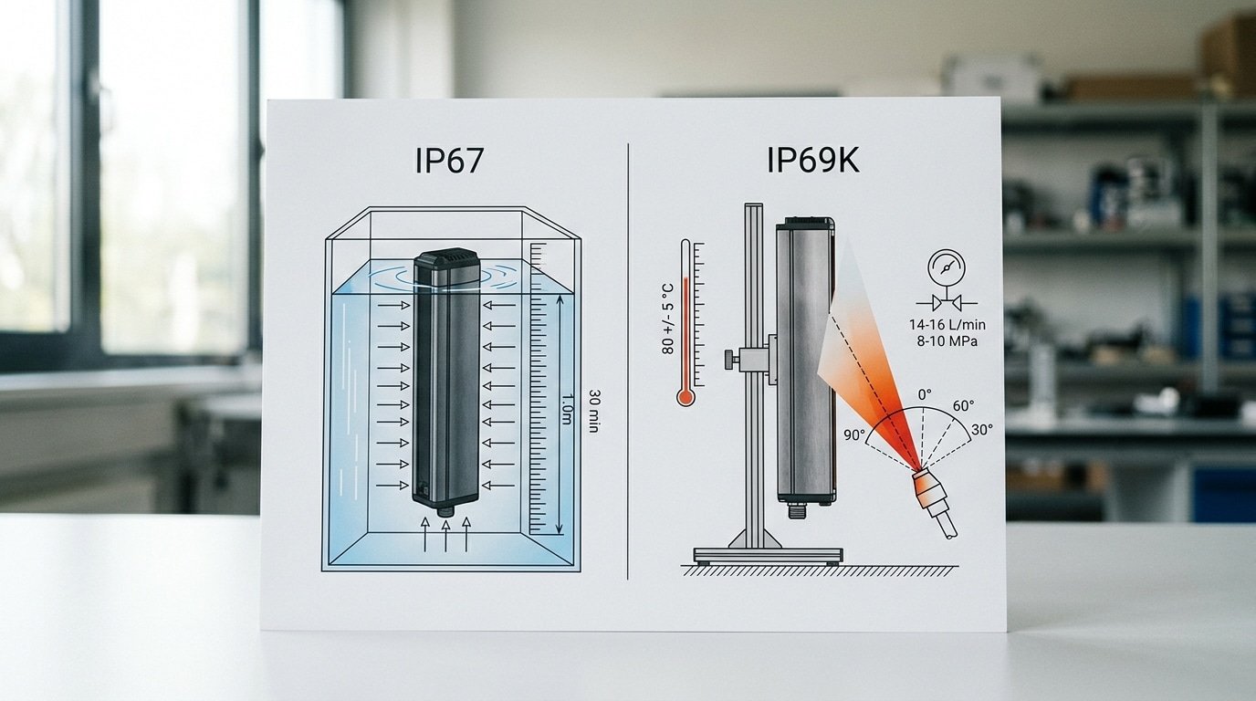 IP67 vs IP69K waterproof light curtain protection ratings comparison