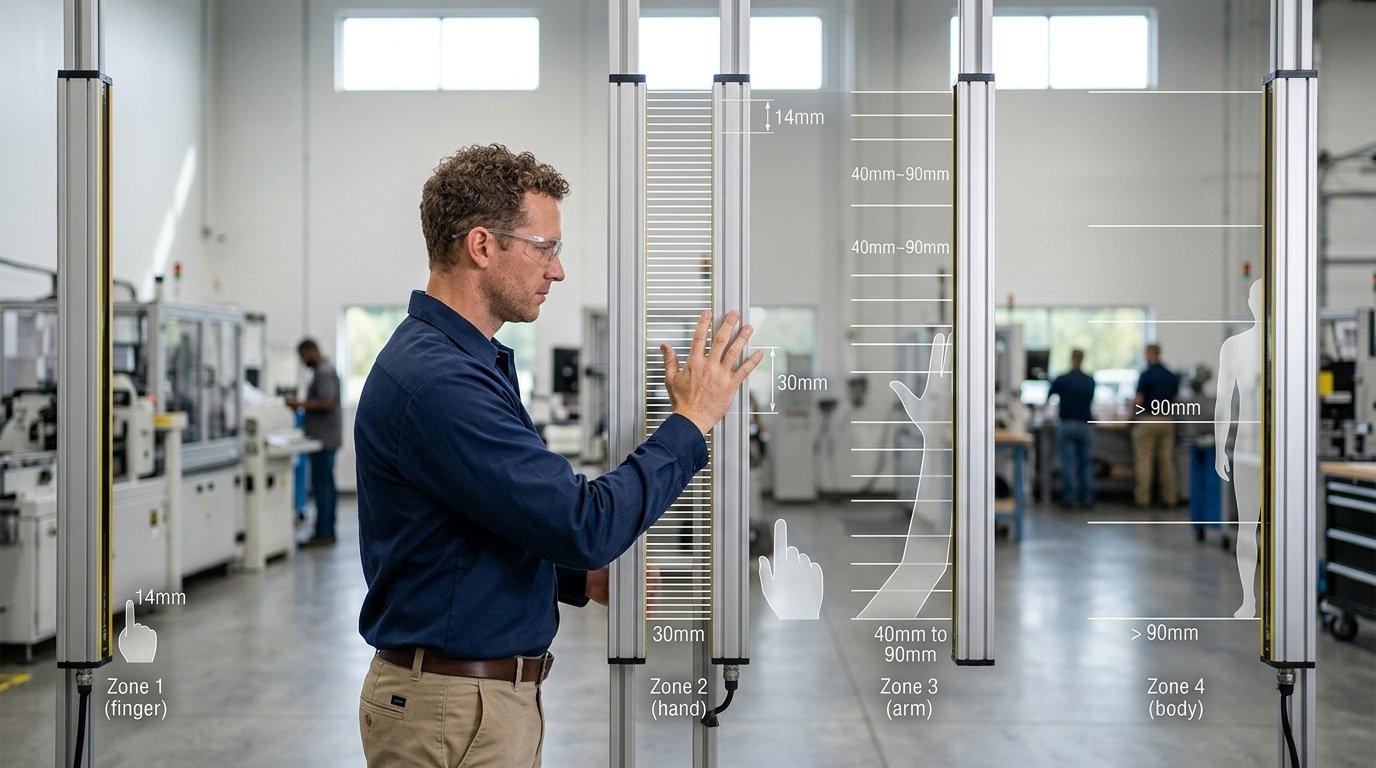 what is a safety light curtain resolution classes for finger hand and body detection