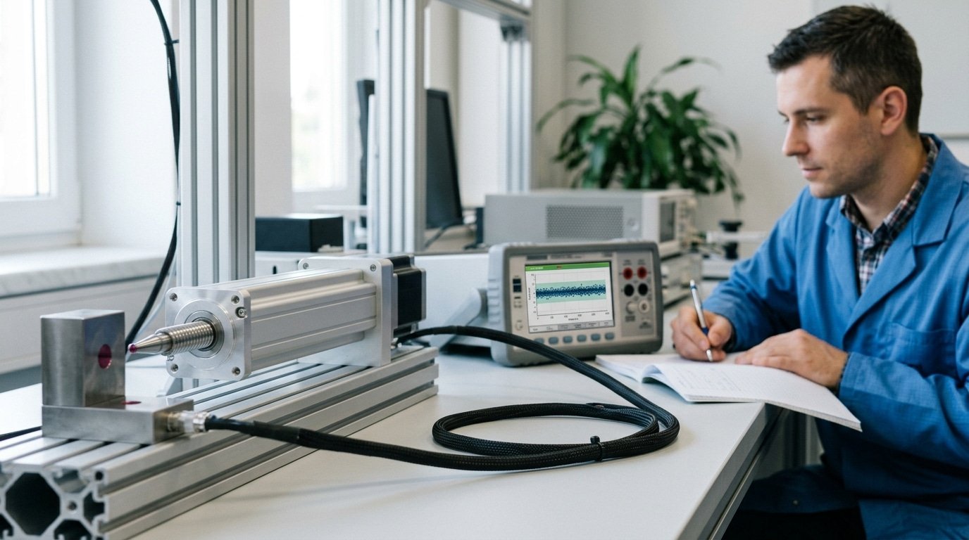 sensor repeatability test setup showing repeated setpoint approaches and standard deviation spread