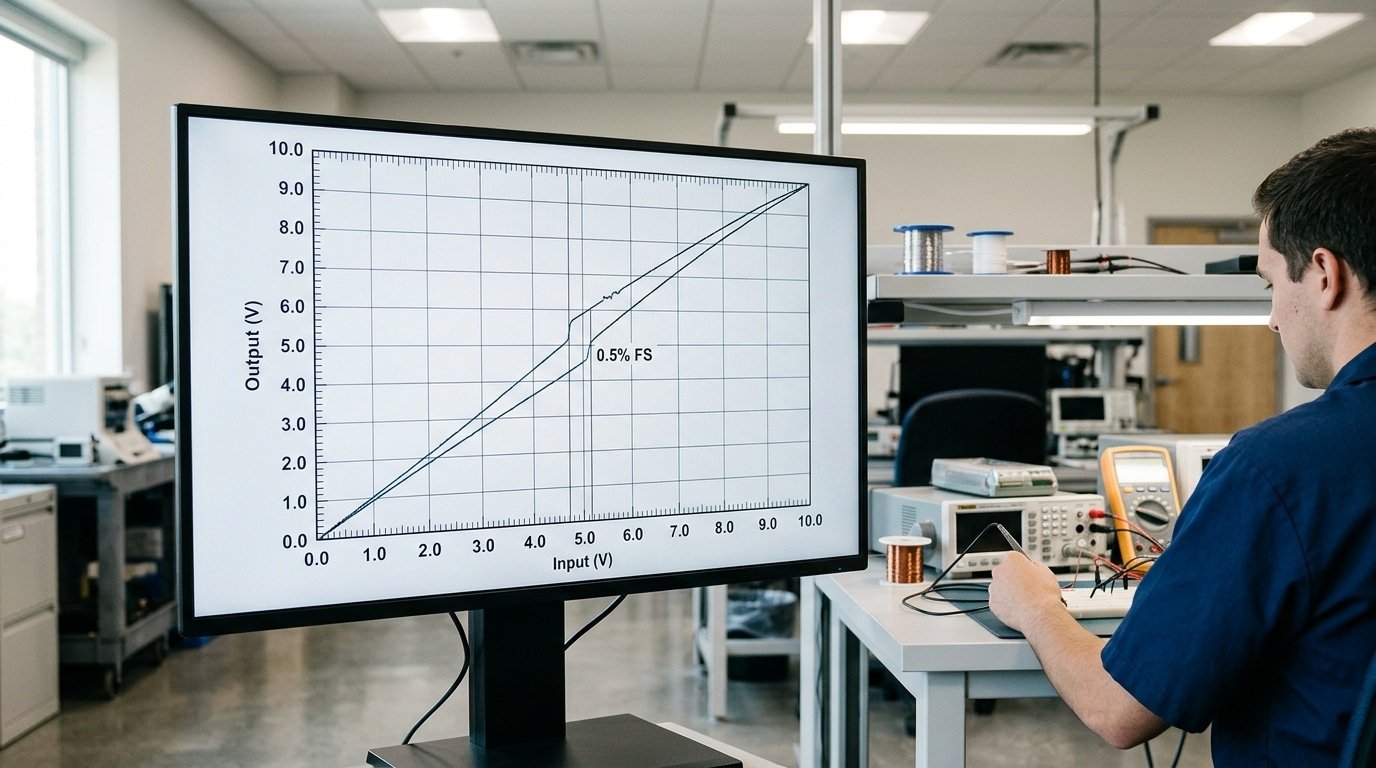 sensor hysteresis meaning shown as loop on datasheet transfer curve